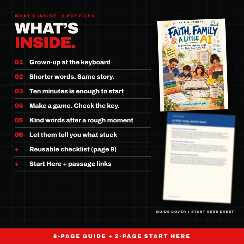 AI for Family Bible Time, Beginner Guide PDF, Christian Family Devotion Help for Kids Ages 6 to 10, Illustrated Guide for Parents image 2