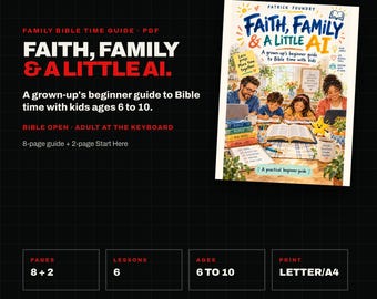IA para el tiempo de lectura bíblica en familia, guía para principiantes en PDF, ayuda para la devoción cristiana familiar para niños de 6 a 10 años, guía ilustrada para padres.