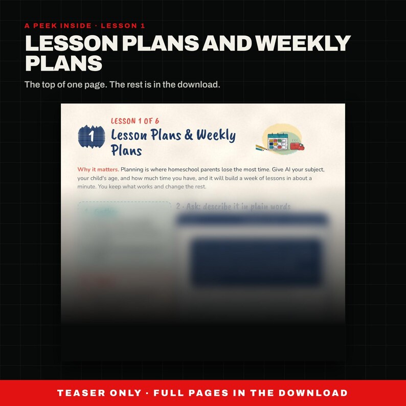 AI for Homeschool Parents Beginner Guide PDF, Lesson Planning Workflows, Worksheets, Daily Rhythm, Records, Homeschool Planning Help image 3