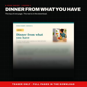 AI Meal Planning Guide for Beginners PDF, What's for Dinner? Ask AI, Illustrated Family Dinner Planning Help, Digital Download image 3