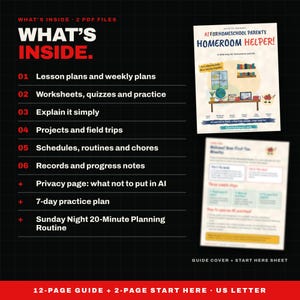 AI for Homeschool Parents Beginner Guide PDF, Lesson Planning Workflows, Worksheets, Daily Rhythm, Records, Homeschool Planning Help image 2