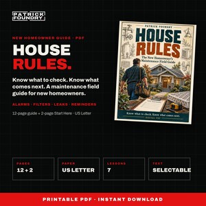 住宅メンテナンスチェックリストPDF、新居オーナーガイド、印刷可能な住宅メンテナンスプランナーとメモページ、イラスト入り初めてのマイホームギフト 画像 1