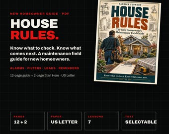 Checkliste für die Hausinstandhaltung (PDF), Ratgeber für neue Hausbesitzer, druckbarer Hausinstandhaltungsplaner und Notizseiten, illustriertes Geschenk für Erstkäufer