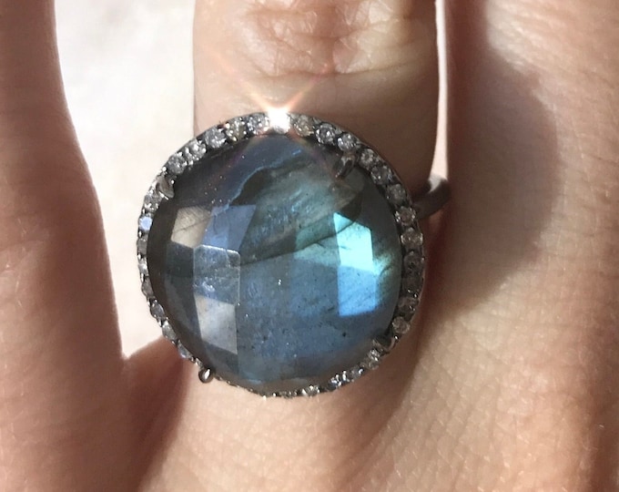 Faceted Labradorite Ring