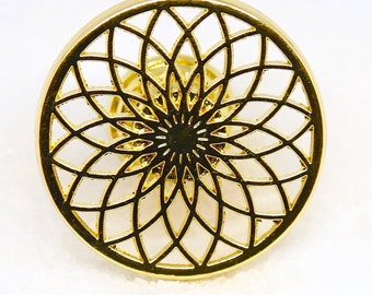 花柄ノブ フラワーキャビネットハードウェア 蓮の花ノブ ユニークな装飾ノブ ゴールド引き出しノブ ユニークな神聖幾何学 折衷的なホームデコレーション