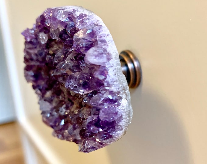 Large Amethyst Geode Knob - Large Purple Crystal Pull