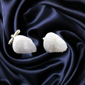Raw Crystal Jewelry Men&#39;s Cufflinks  Unusual Gift for Him Mens Jewelry Anniversary for Him Groomsmen Gifts Cuff Links Wedding Cufflinks