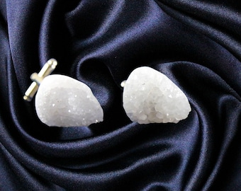 Raw Crystal Jewelry Men's Cufflinks  Unusual Gift for Him Mens Jewelry Anniversary for Him Groomsmen Gifts Cuff Links Wedding Cufflinks