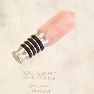 Rose Quartz Wine Stopper - Valentine&#39;s Day Gift - Best Friend Gift - Wine Lover Gift - Wine Accessory