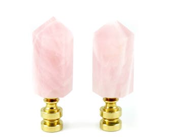 Rose Quartz Lamp Finials - Romantic Bedroom Decor - Pink Crystal Quartz Lamp Toppers - Natural Rose Quartz Decor