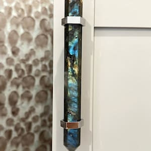 Labradorite Handle Wardrobe Pulls Fantasy Decor Custom Pulls Closet Handle Barn Door Handle Custom Closet Handles Kitchen Cabinet Pulls