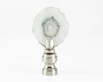 Finials for Lamps - Crystal Slice Lamp Finial - White Crystal Lamp Finial - White Geode Finial