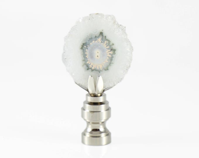 Finials for Lamps - Crystal Slice Lamp Finial - White Crystal Lamp Finial - White Geode Finial