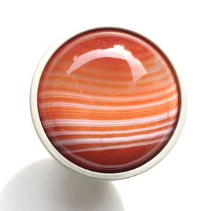 Red Agate Stone Knob - Saturn Sunset - Red Drawer Pull
