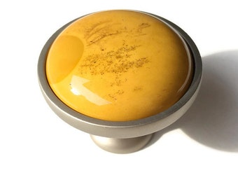 Bohemian Home Decor Yellow Knob Yellow Home Decor 1979 Knob Hippie Decor Retro Art Vintage Hardware Solid Brass Handles Custom Unique Knobs