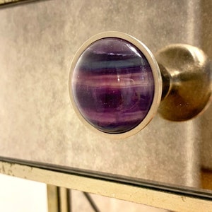 Knob - Rainbow Fluorite - Tie Dye - Cabinet Hardware - Chrome - Satin Nickel - Satin Brass