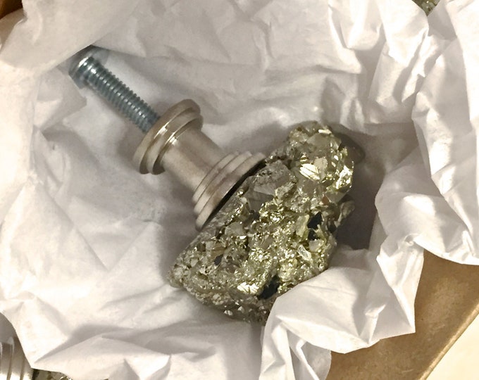 Pyrite Knob - Pyrite Drawer Pull -  Medium