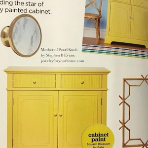 Mother of Pearl Knob featured in HGTV magazine custom gemstome hardware jewelry for your home