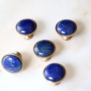 Lapis Knob -  Blue Dresser Knob - Blue Cabinet Knob - Lapis Lazuli - Celestial Spirit