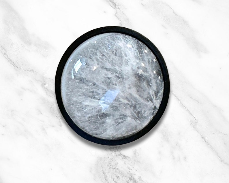 clear quartz knob with black hardware custom gemstome knob Clear Knobs Unique Cabinet Knobs Bespoke Home Decor White Knob Pulls Crystal Knob Luxury Home Decor Idea Custom Cabinet Hardware Brass Knob artisan home hardware hancrafted in the USA