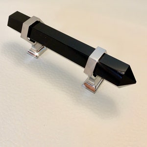 Dragon Crystal Black Obsidian Cabinet Hardware Black Dresser Pulls Black Drawer Handles Dragon Glass Black Decor Glass Long Cabinet Handles