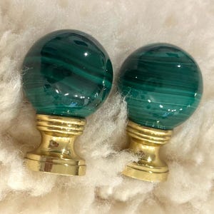 Malachite Lamp Finial Green Ball Lighting Accessory Gemstone Lamp Topper Custom Lamp Accent Old Money Interior Design Ideas Art Deco Decor image 3