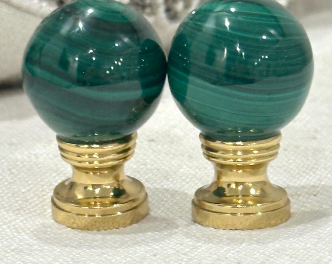 Malachite Lamp Finial Pair