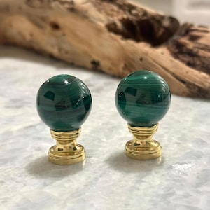 Malachite Lamp Finial Green Ball Lighting Accessory Gemstone Lamp Topper Custom Lamp Accent Old Money Interior Design Ideas Art Deco Decor image 4