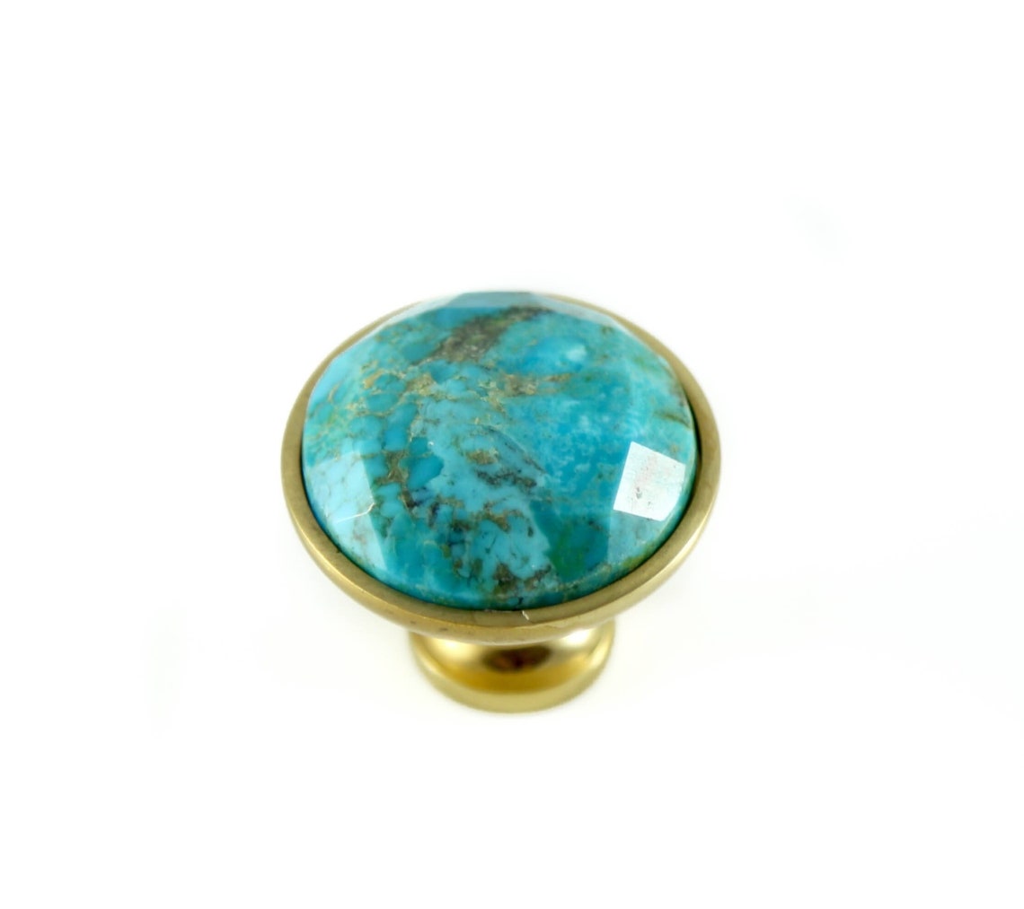 Turquoise Knob - Faceted Stone Knob