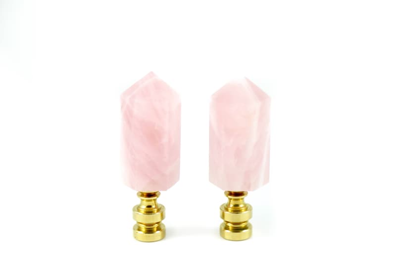 Rose Quartz Lamp Finials Romantic Bedroom Decor Pink Etsy