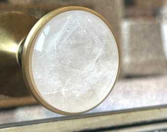 Crystal Door Knob Brass Drawer Pull Unique Cabinet Knob Oversized Large Knob Glass Cabinet Knob Dresser Handles  2&quot; D Luxury Home Decor Idea