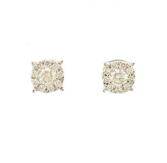 Diamond Cluster Stud Earrings in 14kt White Gold