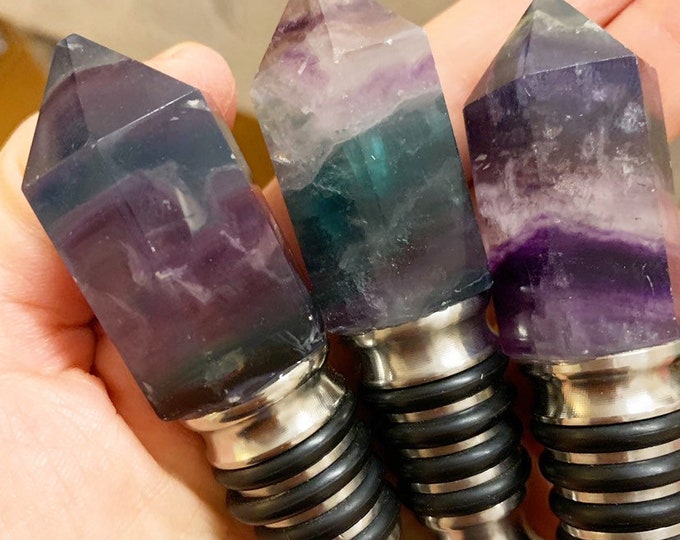 Rainbow Fluorite Bottle Stopper