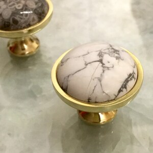 Marble Kitchen Knob Cupboard Knobs Handles Modern Cabinet Knobs handles Marble Decor Decorative Marble Decorations Solid Brass Cabinet Knobs