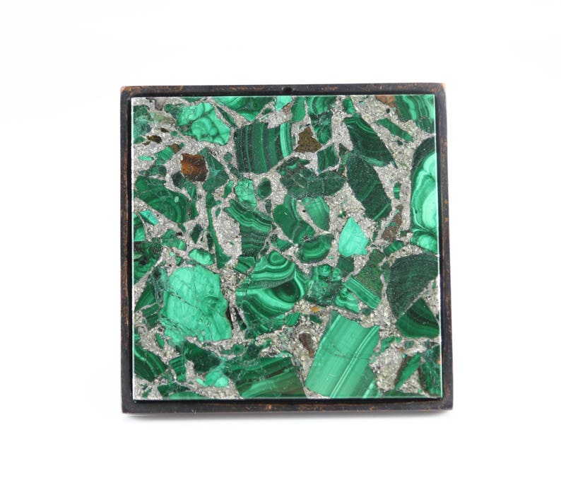 Square Malachite Knob Large Oversized Knob Green Malachite Home Decor image 1