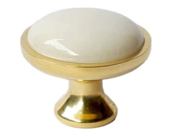 Marble Decor - White Marble - Brass Knob - Marble Hardware - Chrome - Satin Brass - Black - Oil Rubbed Bronze - Custom Finish