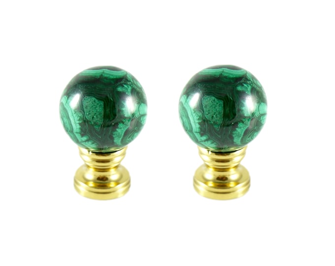 Malachite Lamp Finial Pair