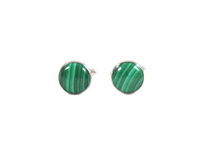 Malachite Cufflinks--Mens Cufflinks--Father of the Bride Sterling Silver Cuff Links Gift