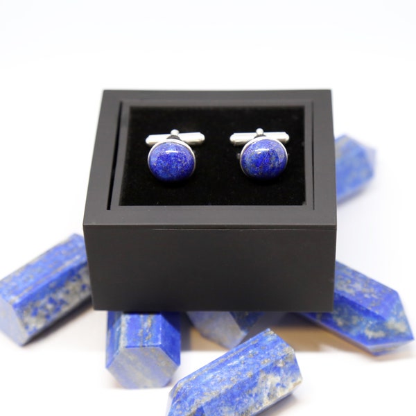 Lapis Cufflinks - Blue Cufflinks - Lapis Lazuli--Silver Cufflinks - Stainless Steel Cufflinks