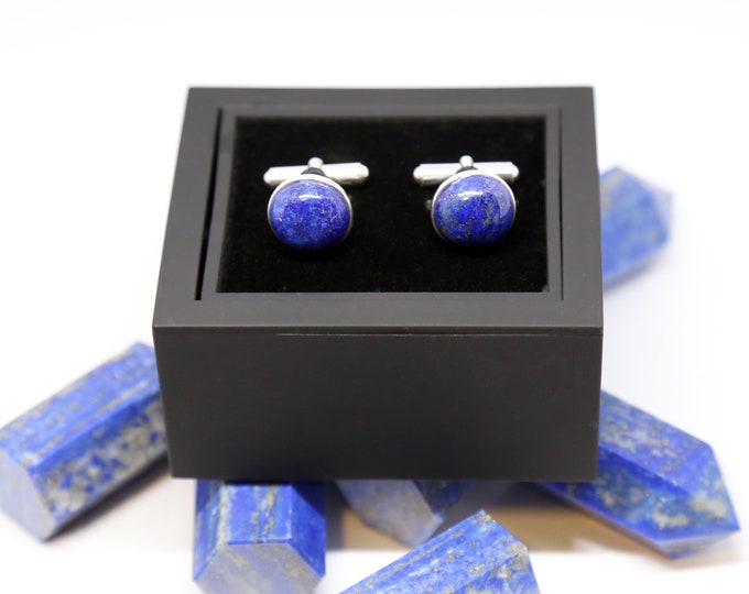 Lapis Cufflinks - Blue Cufflinks - Lapis Lazuli--Silver Cufflinks - Stainless Steel Cufflinks