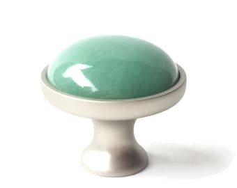 Green Aventurine Knob Kitchen Hardware Stone Cabinet Knobs Sage Green Decor Custom Cabinet Knobs Solid Brass Modern Knobs Drawer Pull