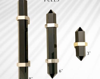 Modern Cabinet Handles Black Obsidian Dresser Pulls Luxury Furniture Hardware Dragon Glass Black Decor Designer Brass Handle Dragon Crystal