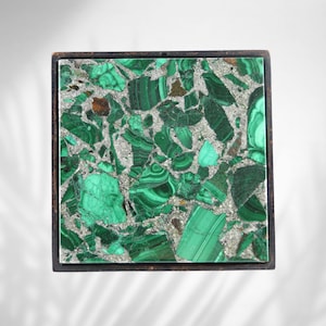 Art Deco Decor Geometric Malachite Knob Malachite Cabinet Pull Green Furniture Hardware Old Money Hollywood Regency Vintage Decor Accents