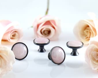 Pink Nursery Decor Custom Gemstome Hardware Rose Quartz Knob Light Pink Crystal Knob Dresser Drawer Pull Cabinet Hardware Luxury Home Accent