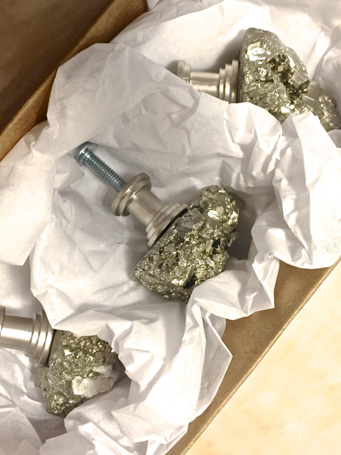 Pyrite Drawer Pull - Bouton Pyrite d'or Pour Bureau Poignée Pyrite