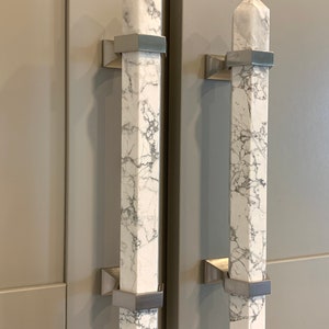 Marble Cabinet Pulls - Marble Cabinet Hardware - Marble Decor - Marble Cabinet Handles - White Marble