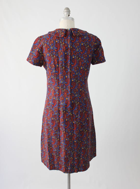 Vintage 60s MOD Paisley Dress - Short Cap Sleeve … - image 4