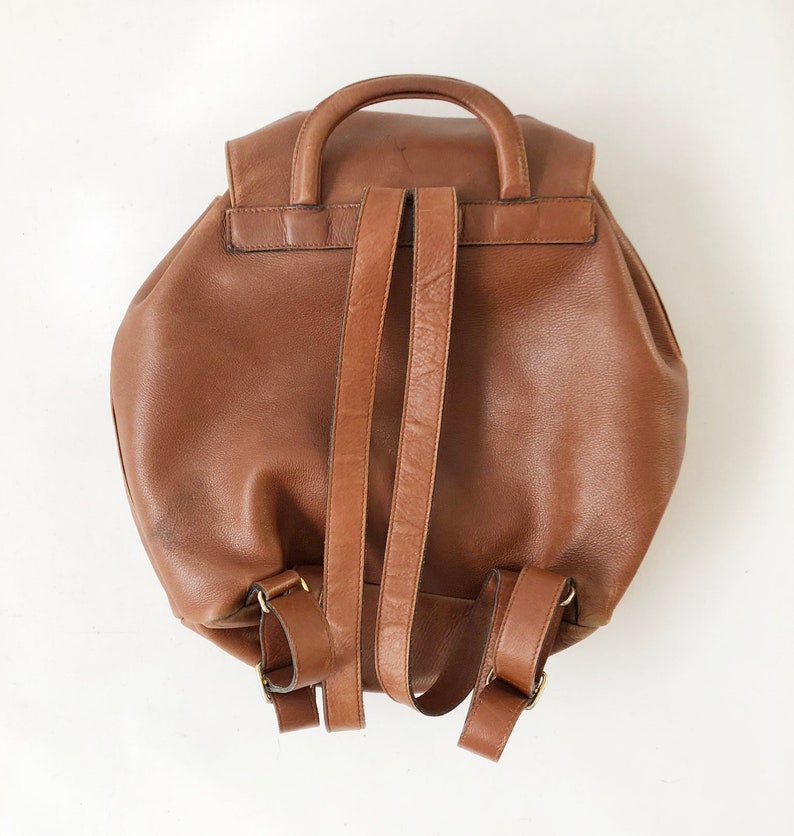Vintage Brown Leather Drawstring Backpack Large Rugged | Etsy