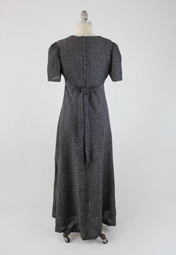 Vintage 70s Metallic Evening Gown - Flutter Sleev… - image 2
