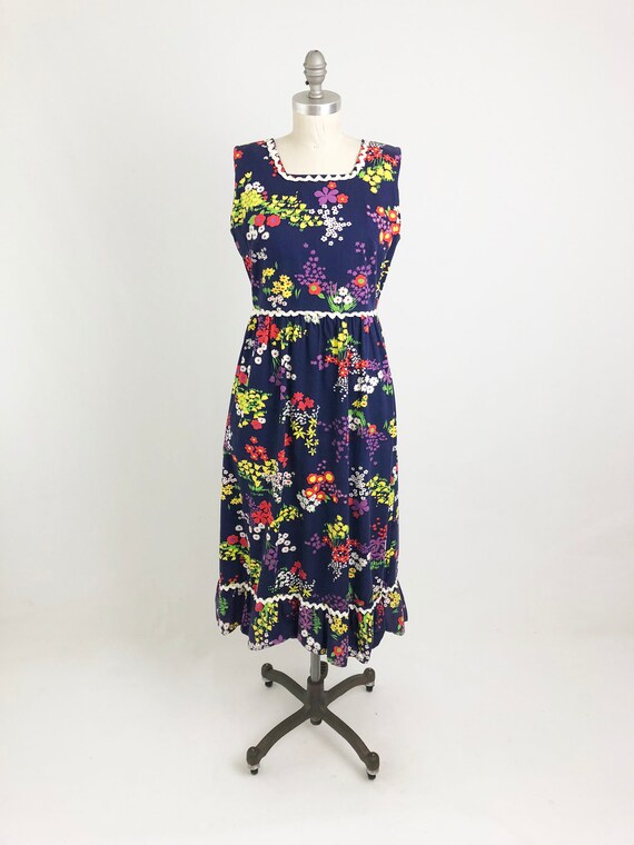 Vintage 60s Cotton Day Dress - Sleeveless A Line … - image 4